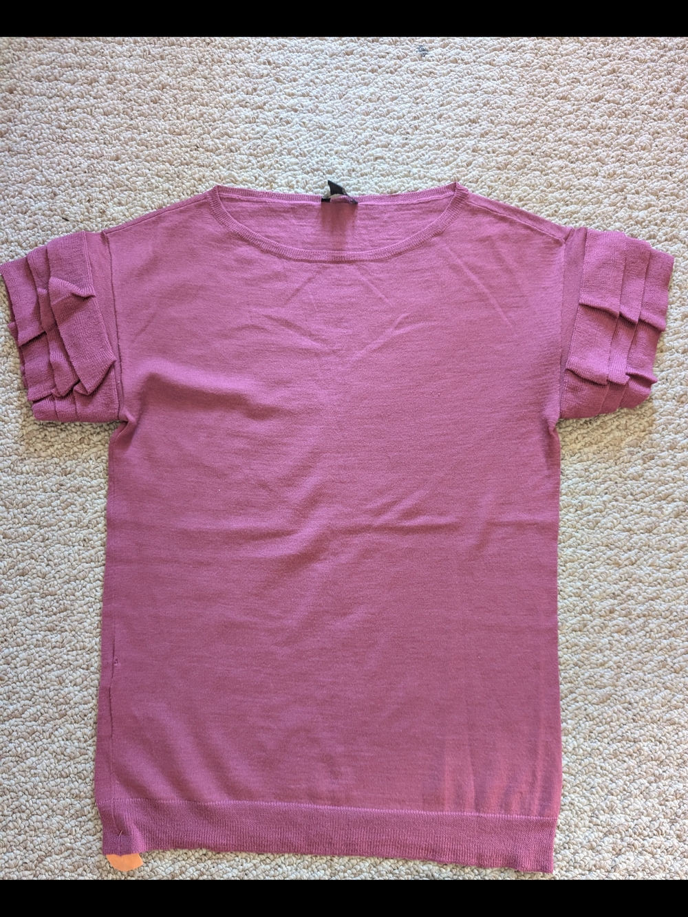 Ann Taylor Ruffle-Sleeve Knit Top - Mauve Pink
